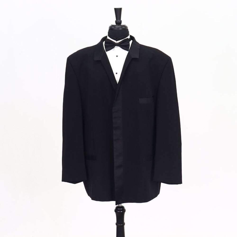 Pierre Cardin 52R Black Solid 4-Button Blazer Unique Tuxedo Jacket T127